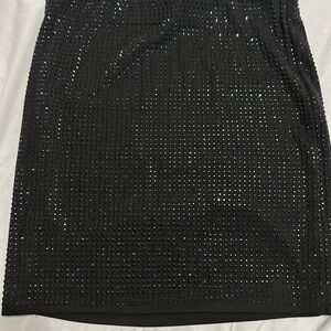 Iris Black Studded Pencil Skirt
